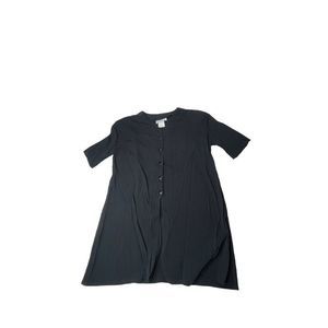 California Krush Vintage Black Button Front Duster Blouse Womans S Shoulder Pads